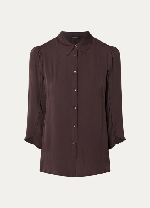 Bruuns Bazaar Kamille blouse met kraag - voorkant 2 hazelnootbruin