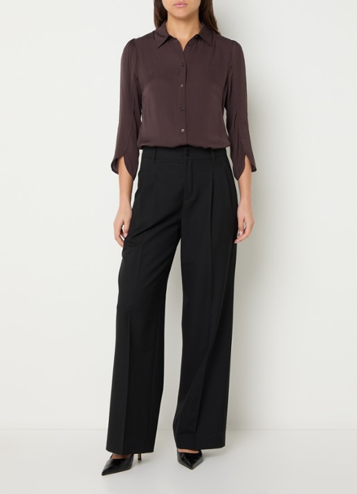 Bruuns Bazaar Kamille blouse met kraag - voorkant 3 hazelnootbruin