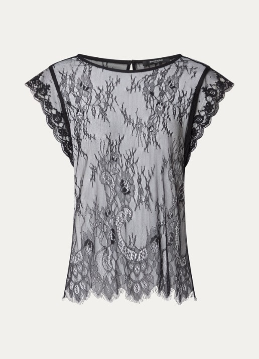 Bruuns Bazaar LaccoBBLisia semi-transparante tuniek van kant - voorkant 3 zwart