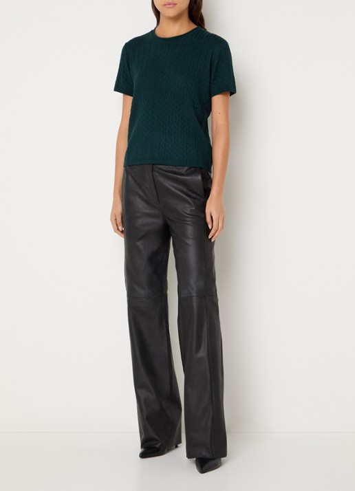 Bruuns Bazaar Liara straight fit broek van imitatieleer - voorkant 2 zwart