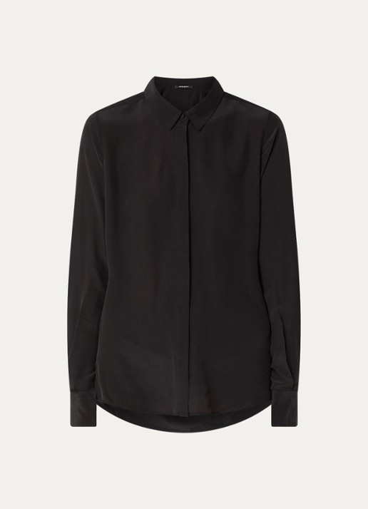 Bruuns Bazaar Lillie Corinna blouse van zijde - voorkant zwart