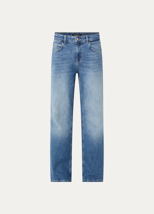 Bruuns Bazaar Lucie high waist loose fit jeans met lichte wassing - voorkant 4 indigo