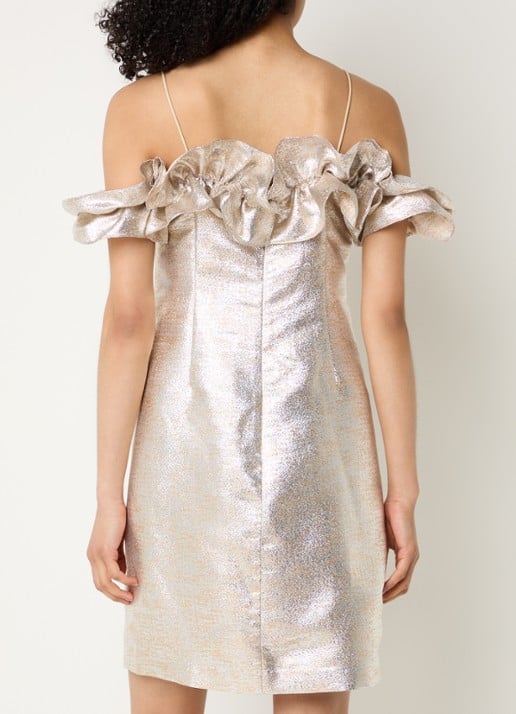 Bruuns Bazaar Martha mini jurk met metallic finish - achterkant goud