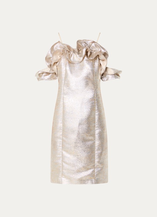 Bruuns Bazaar Martha mini jurk met metallic finish - voorkant 2 goud