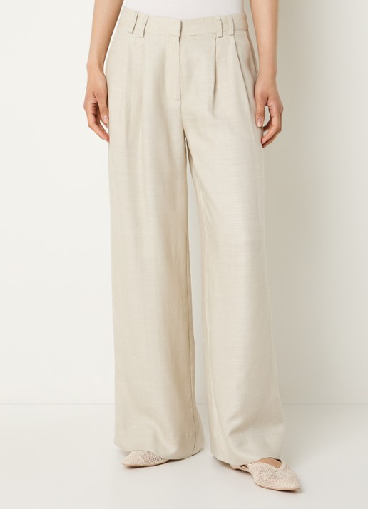 Bruuns Bazaar Mid waist loose fit pantalon met steekzakken