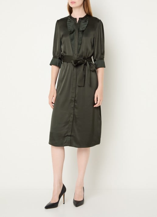 Bruuns Bazaar Midi blousejurk met strikceintuur