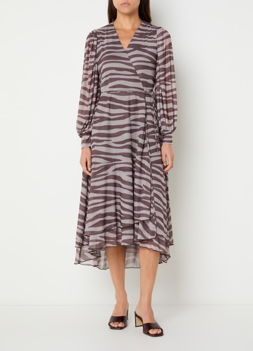 Bruuns Bazaar Phlox Nora maxi wikkeljurk van mesh met print