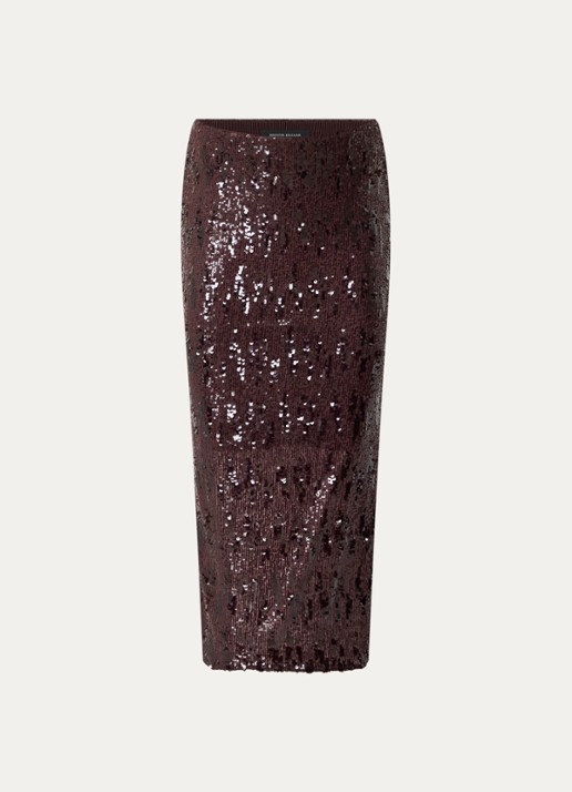 Bruuns Bazaar RoystoneaBBNelle maxi kokerrok met pailletten - voorkant 3 bordeauxrood