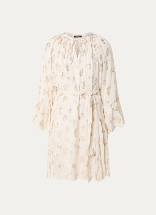 Bruuns Bazaar Syrena tuniekjurk met print en lurex - voorkant 2 creme