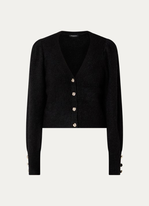 Bruuns Bazaar Syringa grofgebreid vest in wolblend - voorkant zwart
