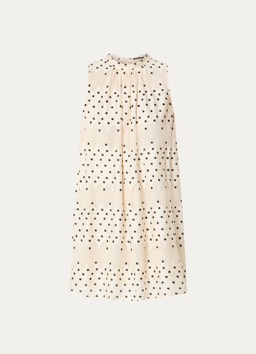 Bruuns Bazaar Tahina mini jurk met sjaalkraag - voorkant 3 ivoor