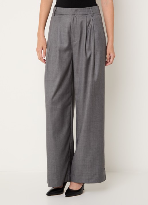 Bruuns Bazaar Vala high waist wide fit pantalon met steekzakken - detail 3 middengrijs