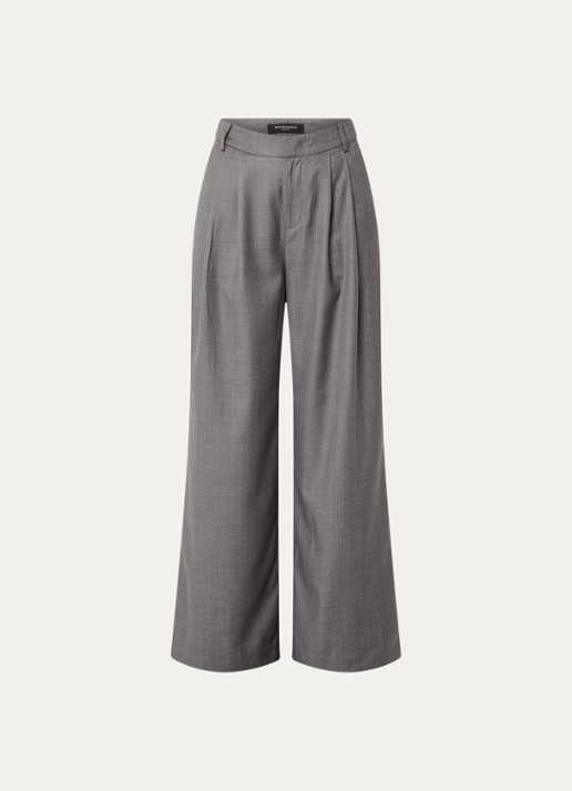 Bruuns Bazaar Vala high waist wide fit pantalon met steekzakken - voorkant middengrijs
