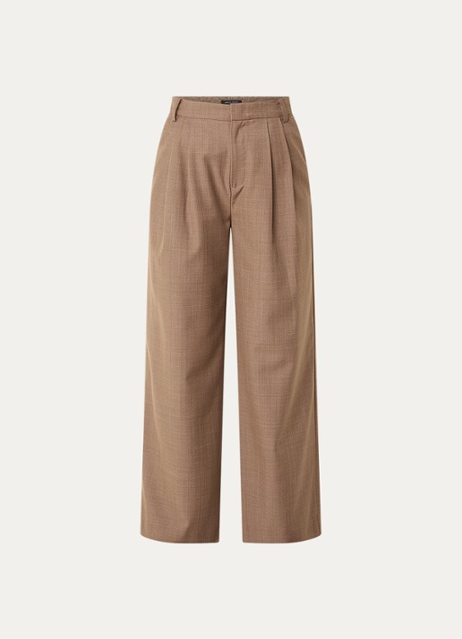 Bruuns Bazaar Vala high waist wide fit pantalon met steekzakken - voorkant bruin