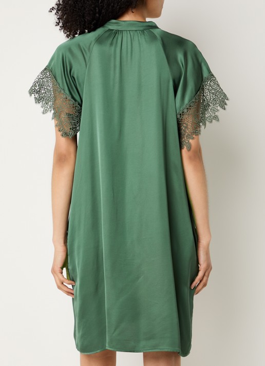 Bruuns Bazaar Wenny mini jurk met broderie en vlindermouw - achterkant 4 donkergroen