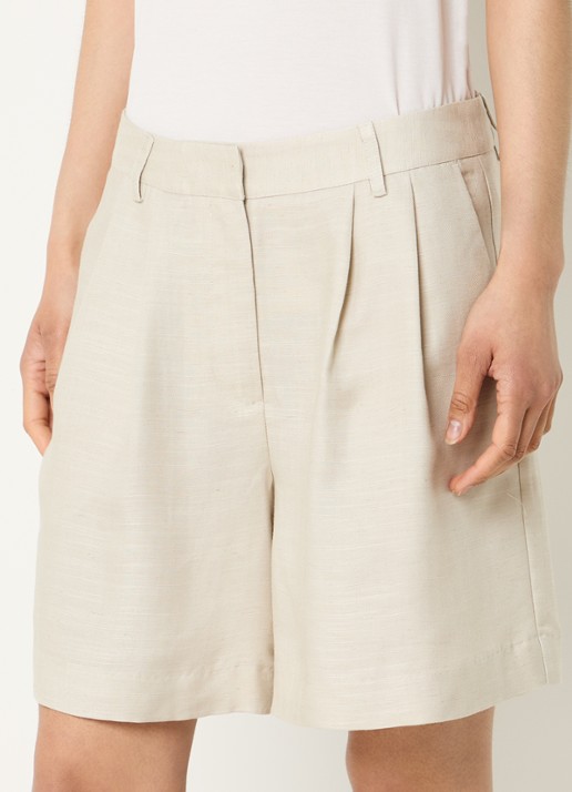 Bruuns Bazaar Winnia high waist wide fit korte broek met steekzakken