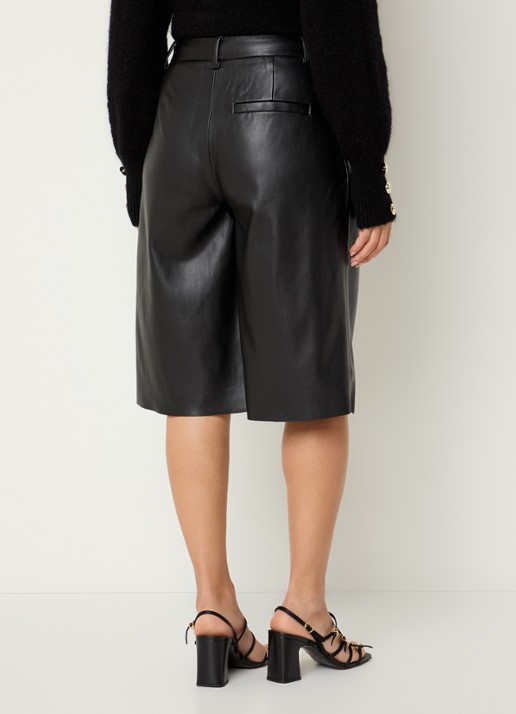 Bruuns Bazaar Winya high waist wide fit shorts met steekzakken - achterkant 2 zwart