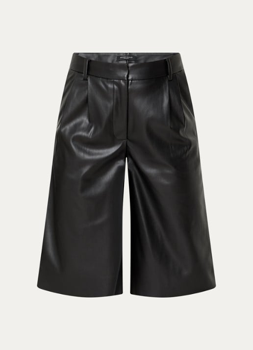 Bruuns Bazaar Winya high waist wide fit shorts met steekzakken - voorkant 3 zwart