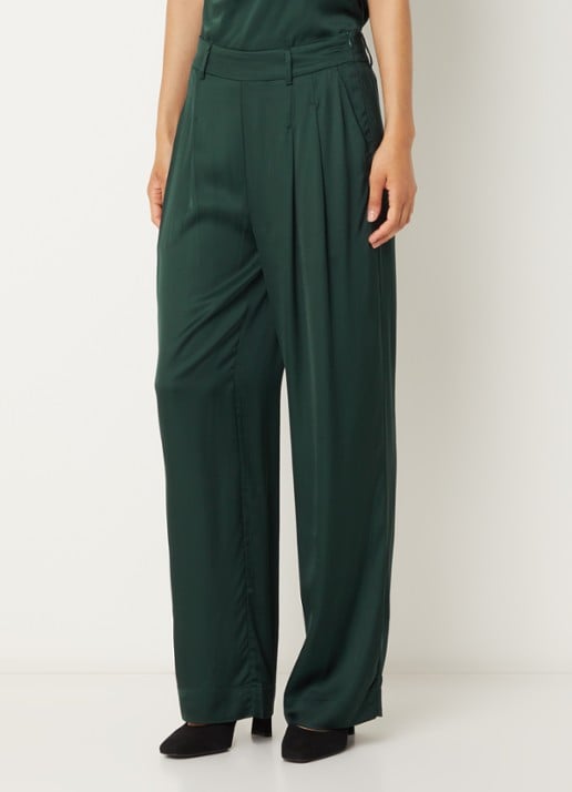 Bruuns Bazaar Zalli high waist straight fit pantalon van satijn met steekzakken