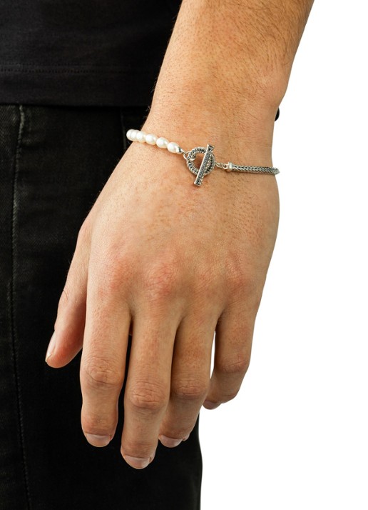 Buddha to Buddha Barbara armband van zilver met zoetwaterparel - detail zilver