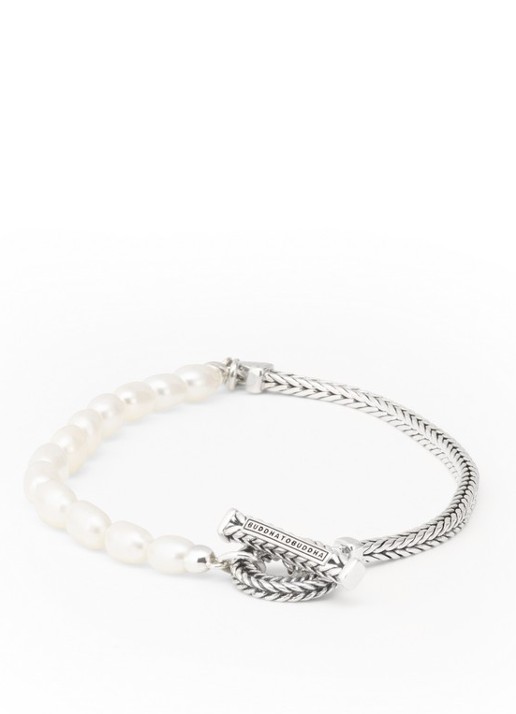 Buddha to Buddha Barbara armband van zilver met zoetwaterparel - voorkant 5 zilver