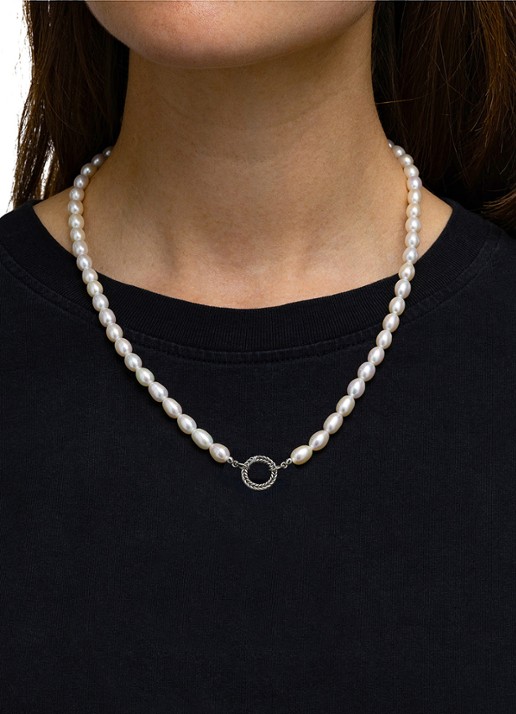 Buddha to Buddha Barbara parelketting XS  - detail 2 zilver