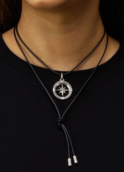 Buddha to Buddha Ellen koord ketting   - voorkant 2 zilver