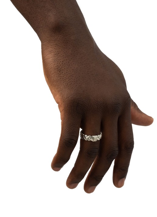 Buddha to Buddha George Texture ring van zilver - voorkant 4 zilver