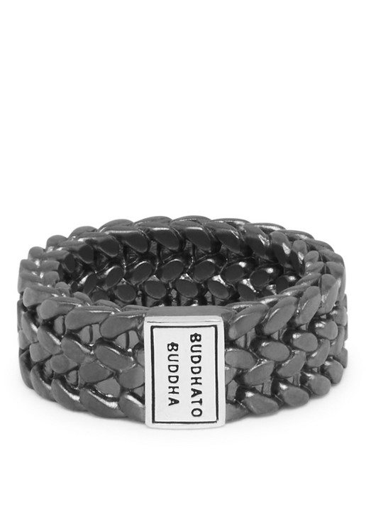 Buddha to Buddha Julius Ring Black Rhodium ring van zilver - voorkant 5 donkergrijs