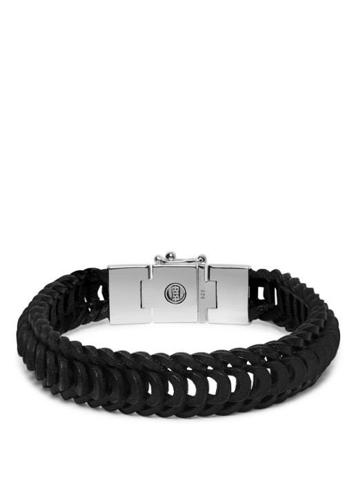 Buddha to Buddha Lars armband van leer - detail zwart