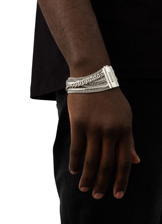 Buddha to Buddha Multi Chain Nathalie schakelarmband van zilver - voorkant 2 zilver
