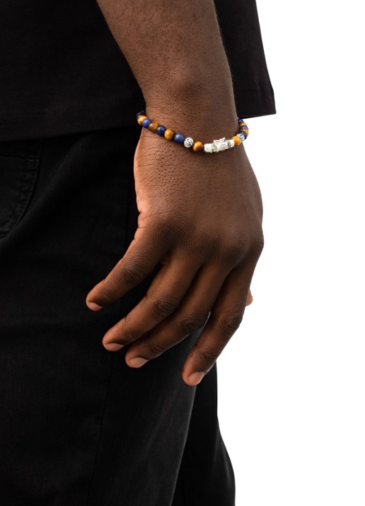 Buddha to Buddha Spirit Bead Mini Mix kralenarmband met edelsteen - voorkant 2 blauw