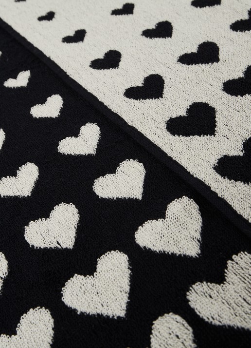 Bunzlau Castle Hearts keukendoek van  katoen 50 x 60 cm - detail zwart