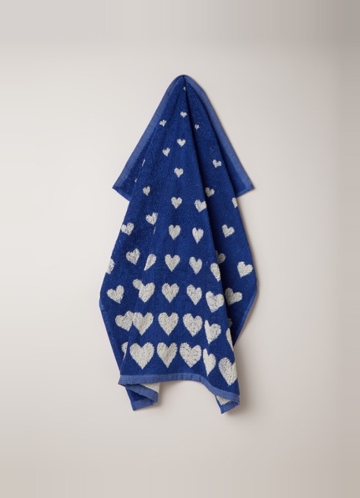 Bunzlau Castle Hearts keukendoek van  katoen 53 x 60 cm - voorkant 3 blauw