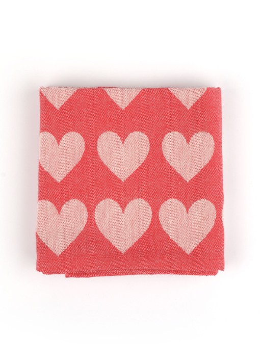 Bunzlau Castle Hearts theedoek 65 x 65 cm  - detail 3 rood
