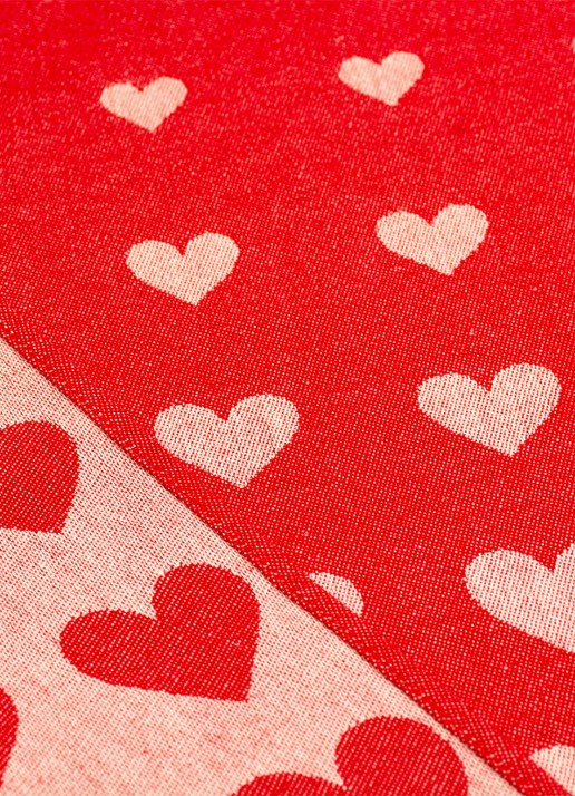 Bunzlau Castle Hearts theedoek 65 x 65 cm  - voorkant 2 rood