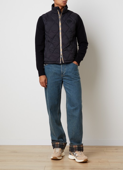 Burberry Acresford gewatteerde bodywarmer met quilt patroon - voorkant 3 zwart