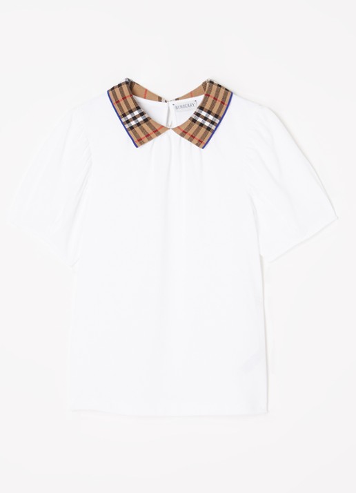 Burberry Alesea top van piqué katoen met polokraag - voorkant wit
