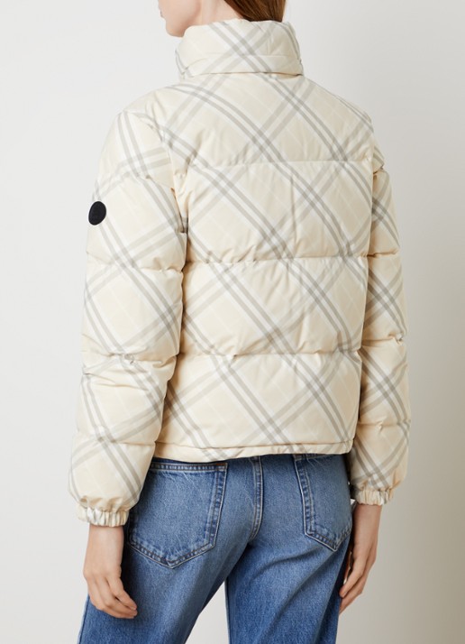 Burberry Ambleside puffer jack met ruitdessin en donsvulling - achterkant 3 creme