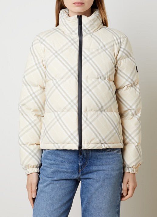 Burberry Ambleside puffer jack met ruitdessin en donsvulling - detail 4 creme