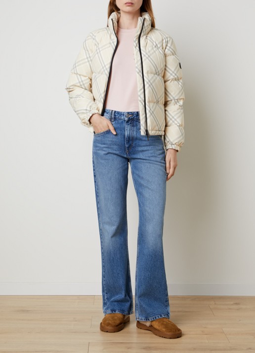 Burberry Ambleside puffer jack met ruitdessin en donsvulling - voorkant 2 creme