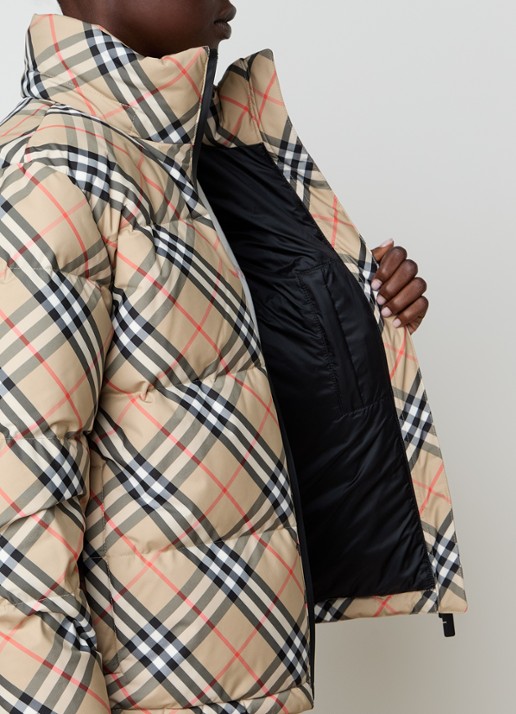 Burberry Ambleside pufferjack met ruitdessin en steekzakken - detail 5 zand