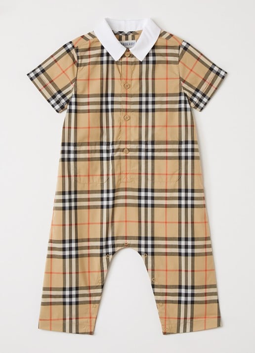 Burberry Babypak met ruitdessin - voorkant beige