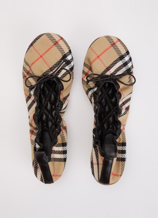 Burberry Ballerina met details van lamsleer en ruitdessin - detail 4 zand