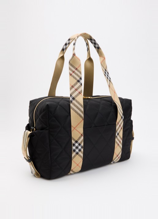 Burberry Belfast luiertas met quilt patroon en verschoningsmat - achterkant zwart