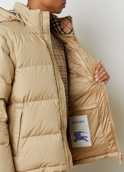 Burberry Bideford puffer jack met donsvulling - detail 6 khaki