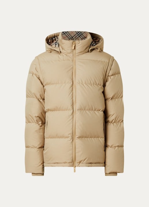 Burberry Bideford puffer jack met donsvulling - voorkant 2 khaki