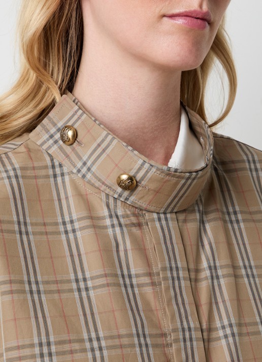 Burberry Blouse met ruitdessin - detail 5 zand