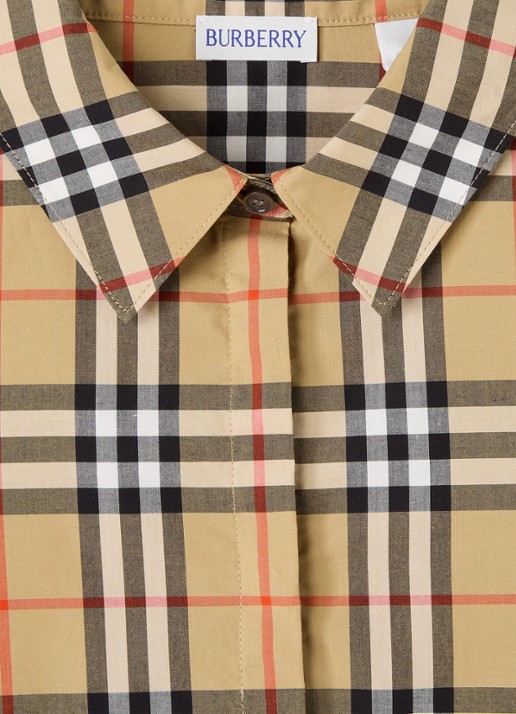 Burberry Blousejurk met ruitdessin - detail zand
