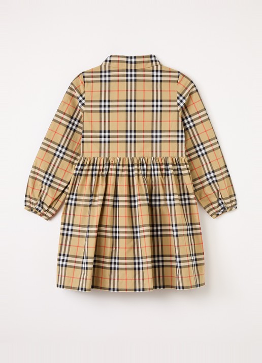 Burberry Blousejurk met ruitdessin - voorkant 3 zand
